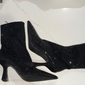 Rhinestone Elegant Black Women's Boots NWOT